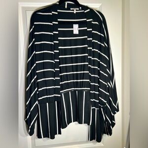 NWT Maurice’s Black and White Strip Open Front Cardigan/Shrug Size L